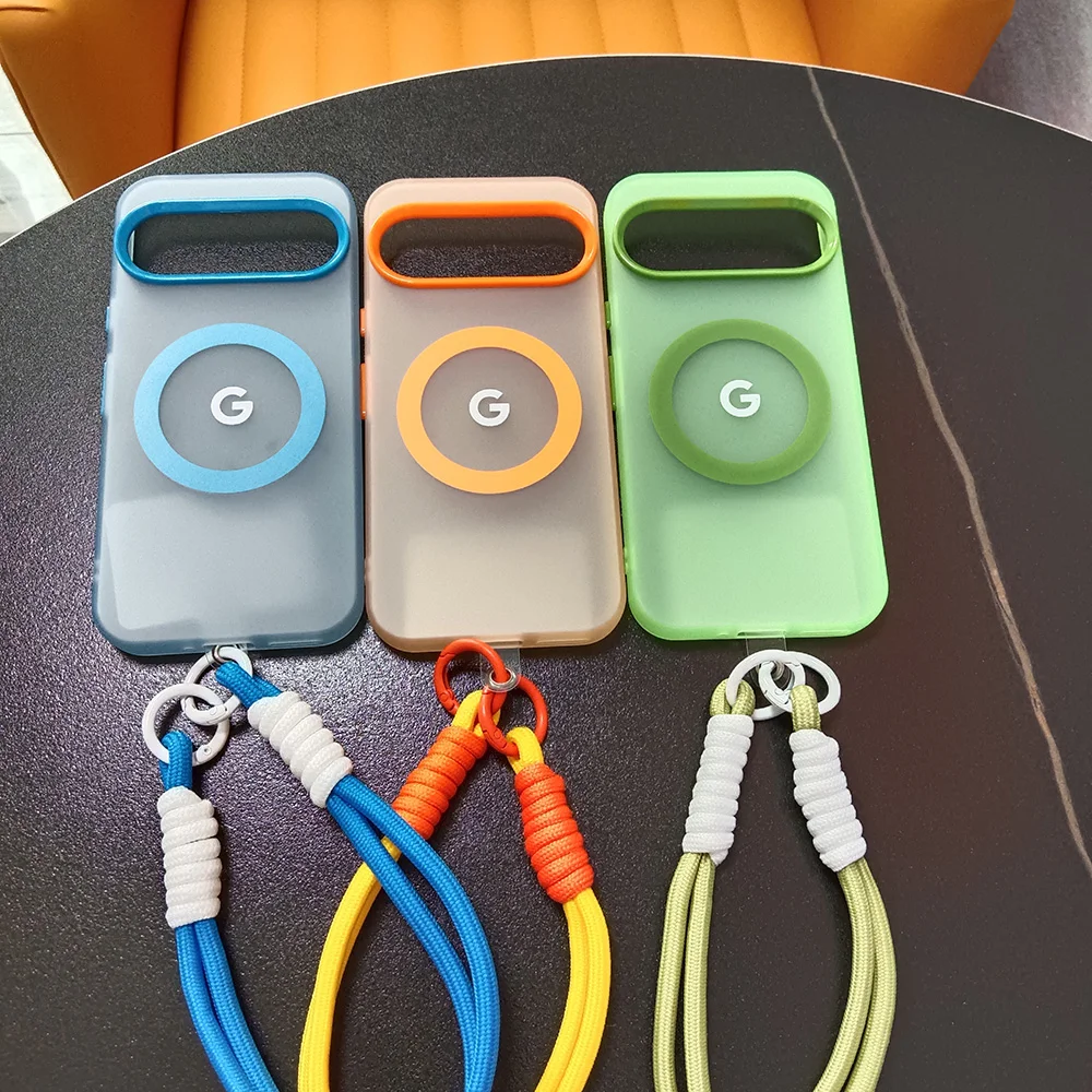 حافظة مغناطيسية ملونة غير لامعة من المعصم لهاتف Google Pixel 9 8 Pro XL 10 9a 8a لشحن Magsafe غطاء شفاف للكمبيوتر الشخصي