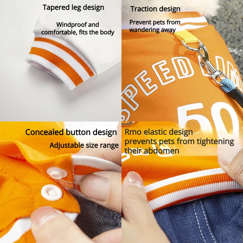New Spring Dog Clothes Cat Four-Legged Jumpsuits Small Dog Denim Color Block Outfit Teddy Cat Pet Apparel Cat Accessories