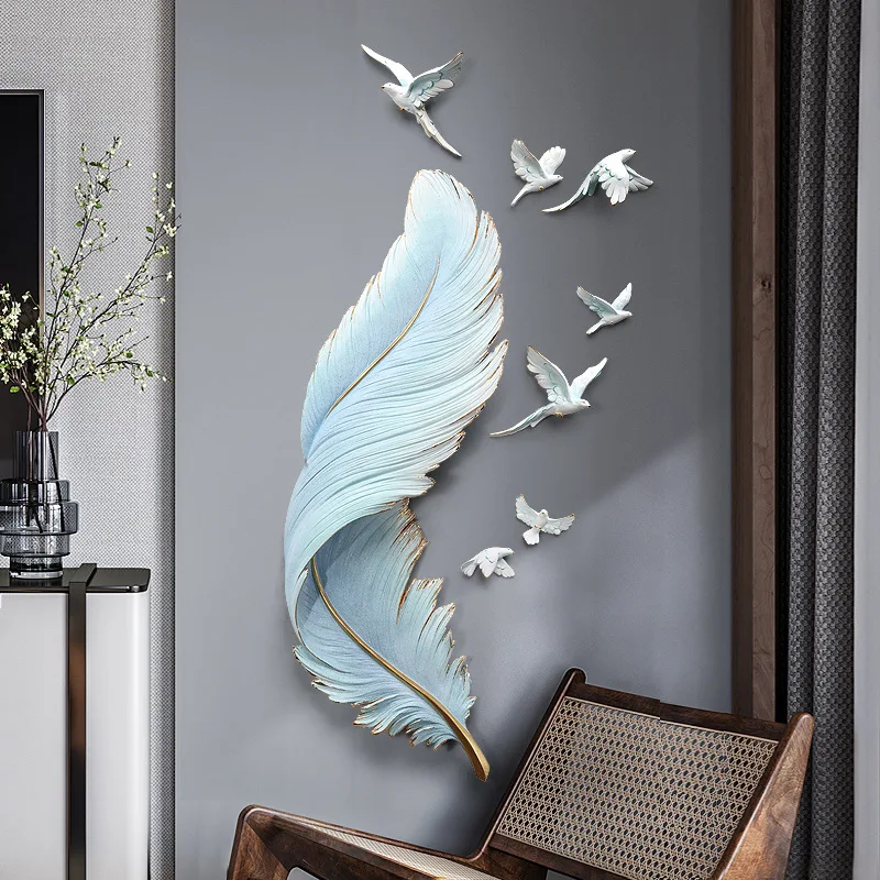 Living Room Luxury Style Art Large Feather Wall Hanging Home Decor Backdrop