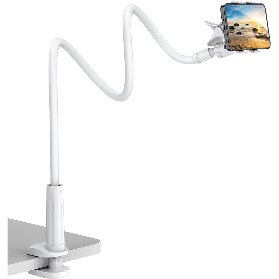 Nediea Support Téléphone Col De Cygne 90cm - Bras Flexible Avec Pince Rotative 360° - Pour Lit & Bureau (4.7" à 12.9")
