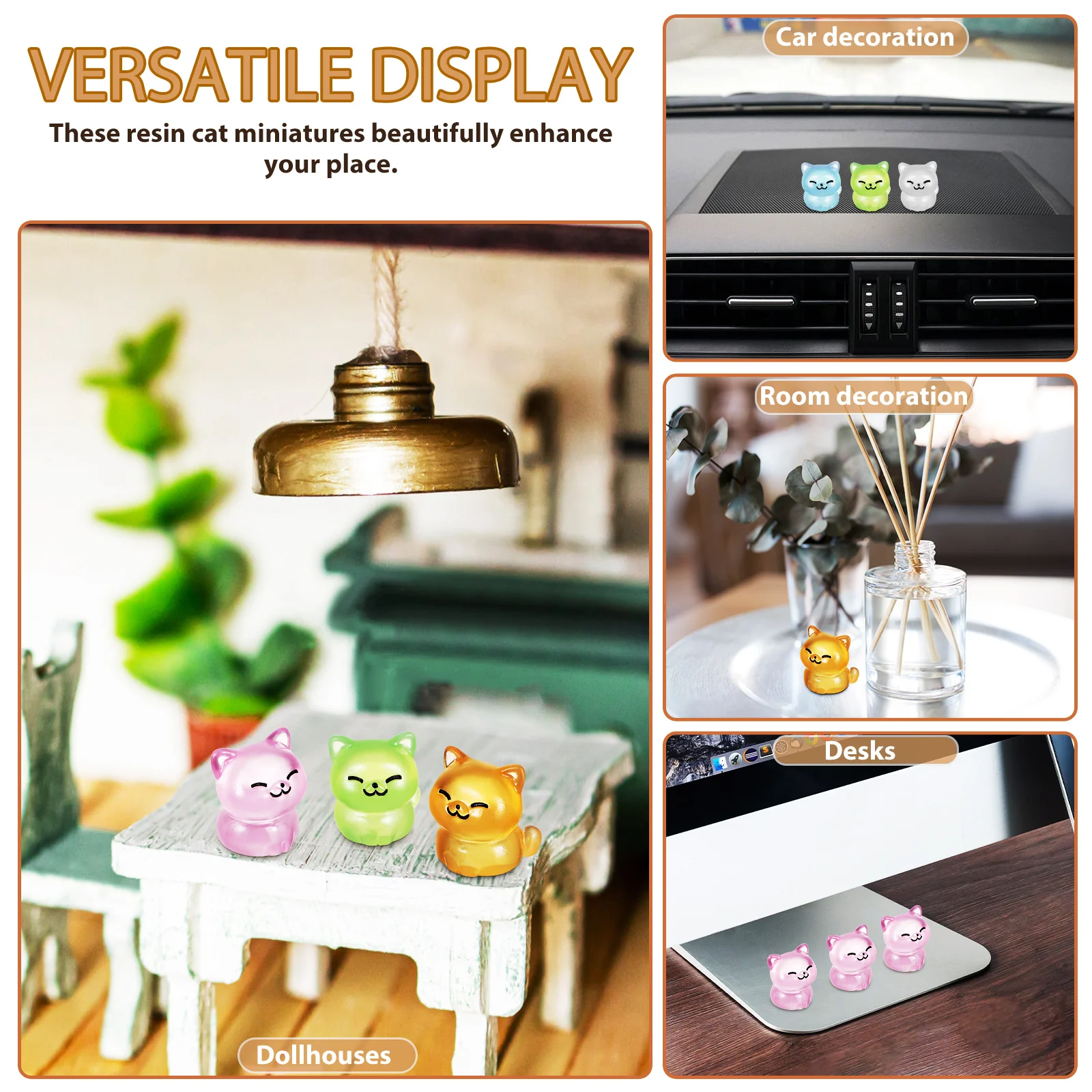 

40 Pcs Mini Resin Cats Glow in Dark Figurines Home Decor Tiny Cat Ornaments Animals Portable Night Light