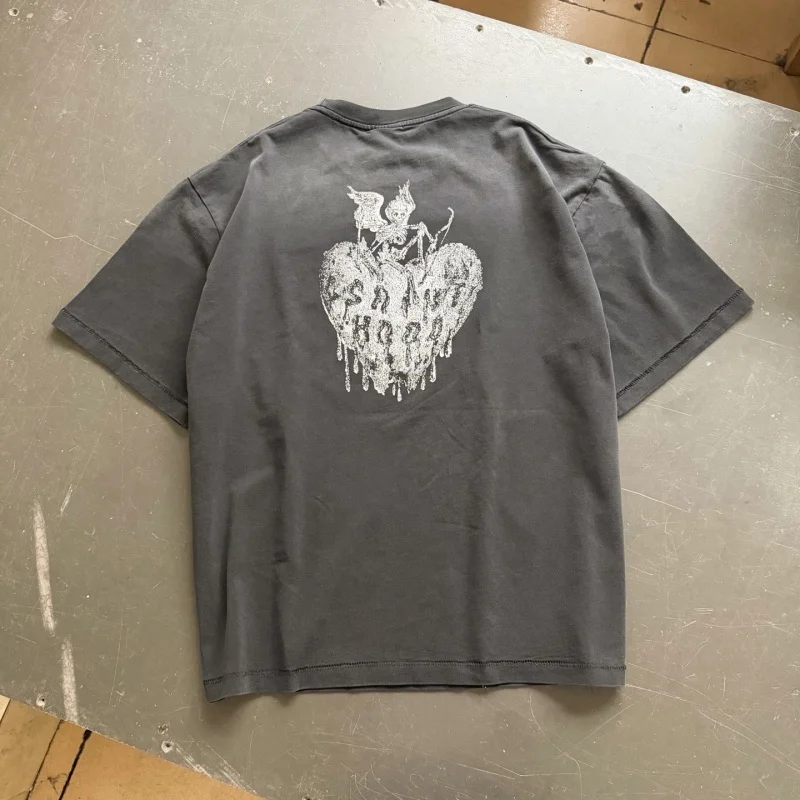 

Серая футболка большого размера Streetwear с надписью «SAINTHOOD No.94» в стиле ретро