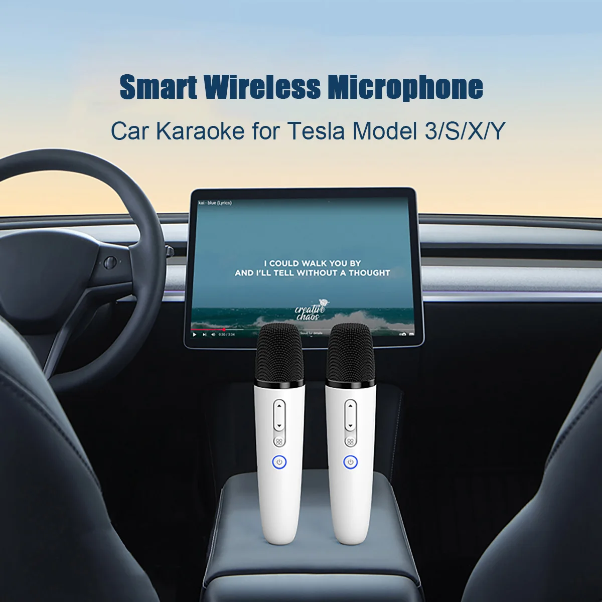 

Karaoke Microphone for Tesla Model Y/3, Car Karaoke Microphone with USB A Receiver, Wireless Singing Mic with USB C Dongle 1 Mic