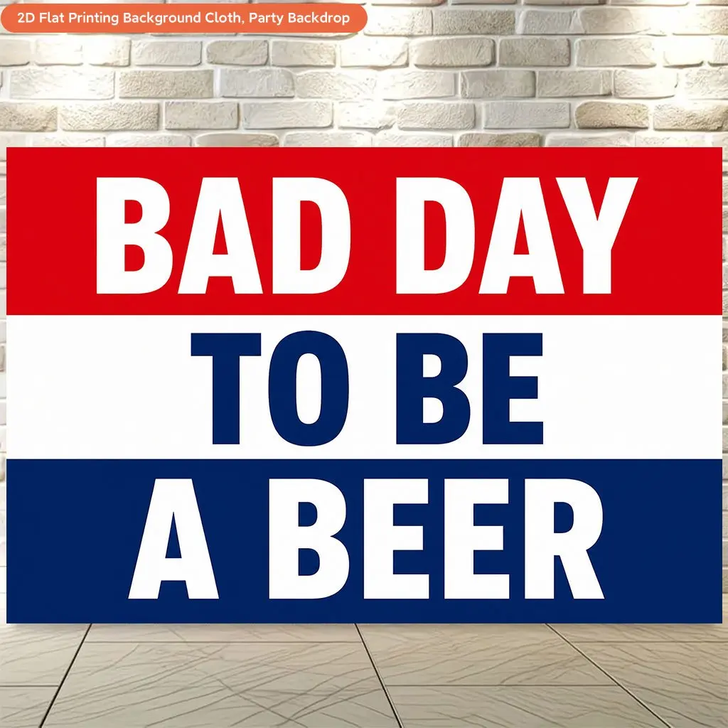Bad Day To Be A Beer Tapestry, Funny Alcohol Quote Wall Hanging, Man Cave Bar Decor, Red White Blue Typography Art, Dorm Cloth