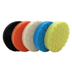 5Pcs 6/7 Inch Waxing Buffing Sponge Pad Polishing Rubbing Ruber Scouring Pad Power Scrub All Purpose for Car Repair Auto Care