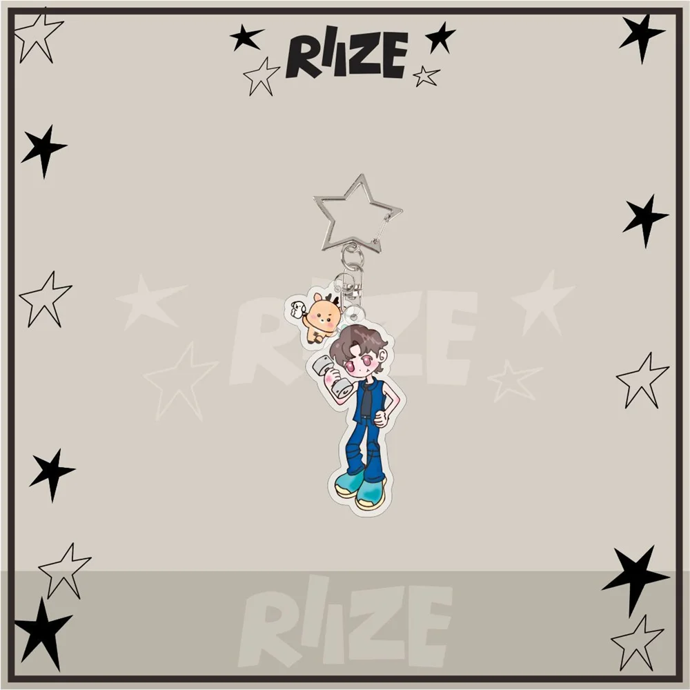 KPOP RIIZE Manga Figure Acrylic Keychains Anton Eunseok Wonbin Sungchan Cute Cartoon Keyring Bag Key Pendant Fans Birthday Gifts