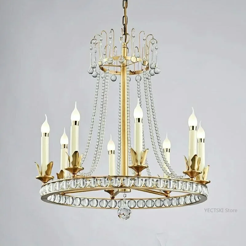 

GHEUVNJ Neoclassical Zou Living Room Light Luxury Gorgeous Model House Villa Dining Room Duplex Crystal Pendant Light