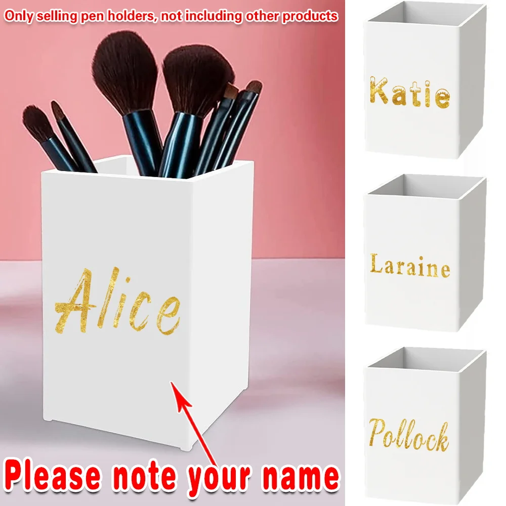 

Customized Name Practical Acrylic Pen Holder Desk Organizer Pencil Cup Makeup Brush Storage Office Accessories Sturdy Design