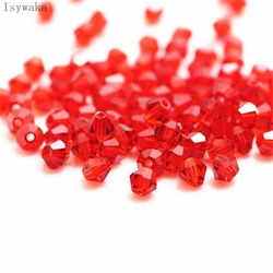 Isywaka Popular Sale Red Color 100pcs 3mm Bicone Austria Crystal Beads Glass Beads Loose Spacer Bead for DIY Jewelry Making
