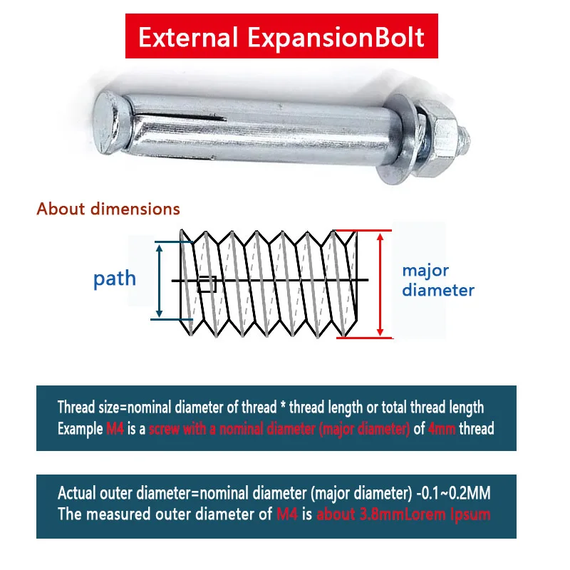 4 Stainless Steel Hexagonal Head Built-in Expansion Screws Hexagonal Expansion Concrete Anchor Bolt M6 M8 M10 M12 M14 M16