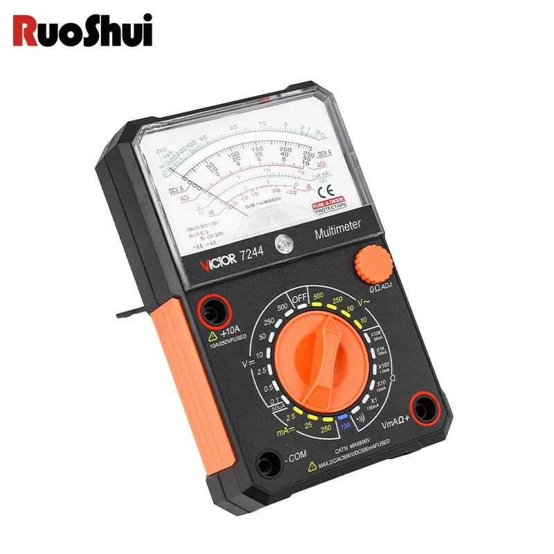 RUOSHUI VICTOR 7244 New Version Analog Digital Multimeter DC AC Resistance Meter Diode Test Multimeters Small Multimeter