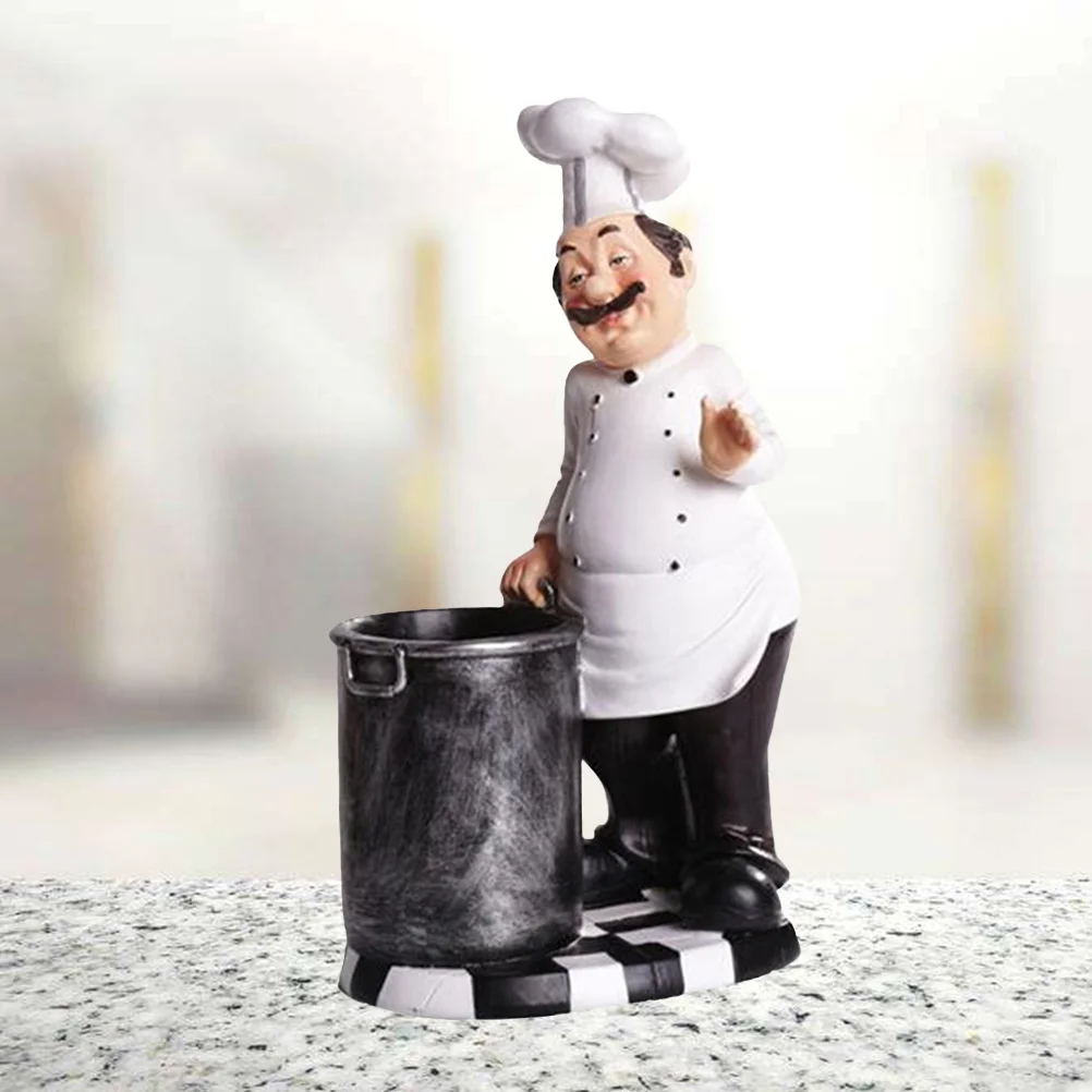 

Cooks Characters Resin Decorative Chopstick Bucket Sculpture Home Ornament for Table Shelf Office Hotel Bakery