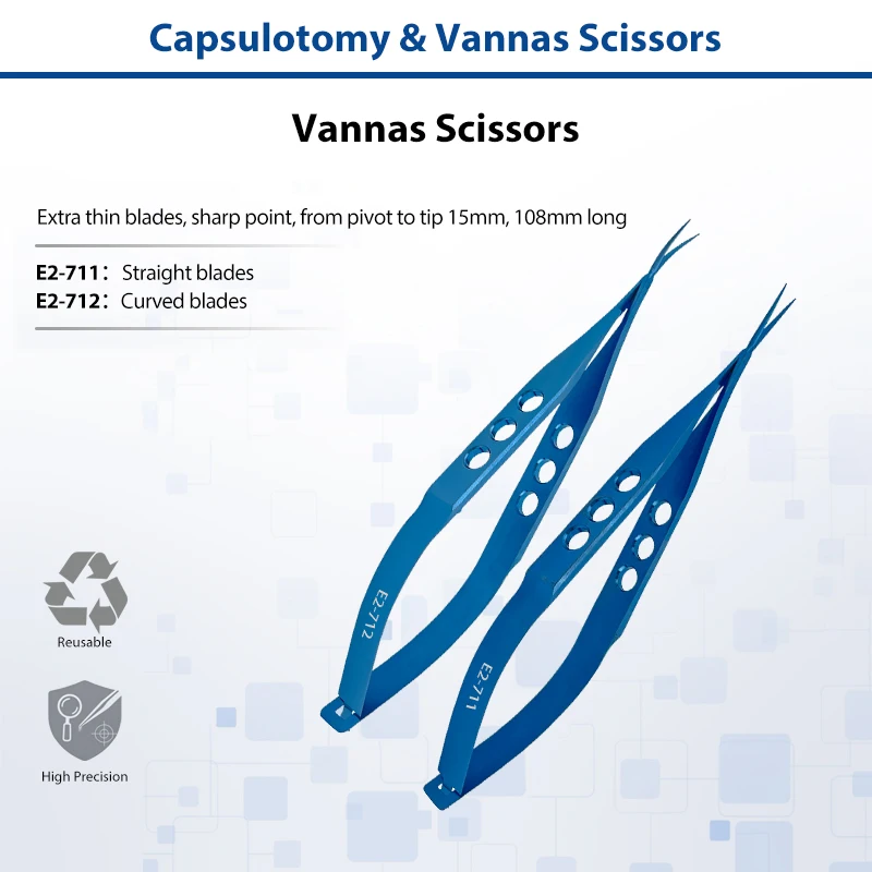 Titanium Alloy Vannas Spring Micro Scissors Ophthalmic Capsulotomy Scissors Straight Curved Tip Eye Microsurgery Instrument
