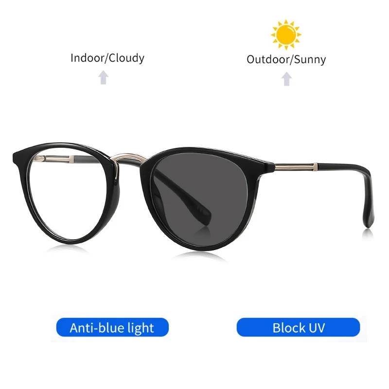 Fashion Acetate Round Brand Frame Anti-Blue Ray Reading Glasses Customizable Prescription Women's Presbyopic Glasses 0 to+600