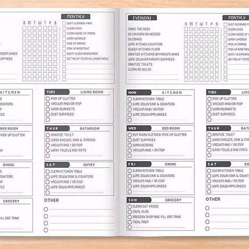 A55F-Cleaning Planner Chore List For Adults Cleaning Checklists Planner And Organizer Daily Weekly And Monthly Checklists