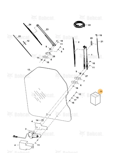 Wiper Blade Kit， 7324010，bobcat,KIT WIPER,W/Ref. 1-4, 6, 7, 9-11, 14-22 & 27