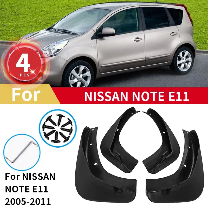 

Брызговики для Nissan Note E11, брызговики 2005, 2006, 2007, 2008, 2009, 4 шт.