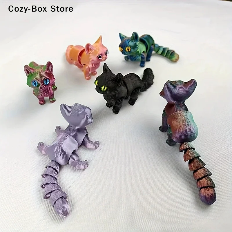 [ZY]Cat Cute Animals Toys Decor For Stress Relief 12cm Articulated 3D Printed Desktop Decoration Pet Christmas Gift[ZY]