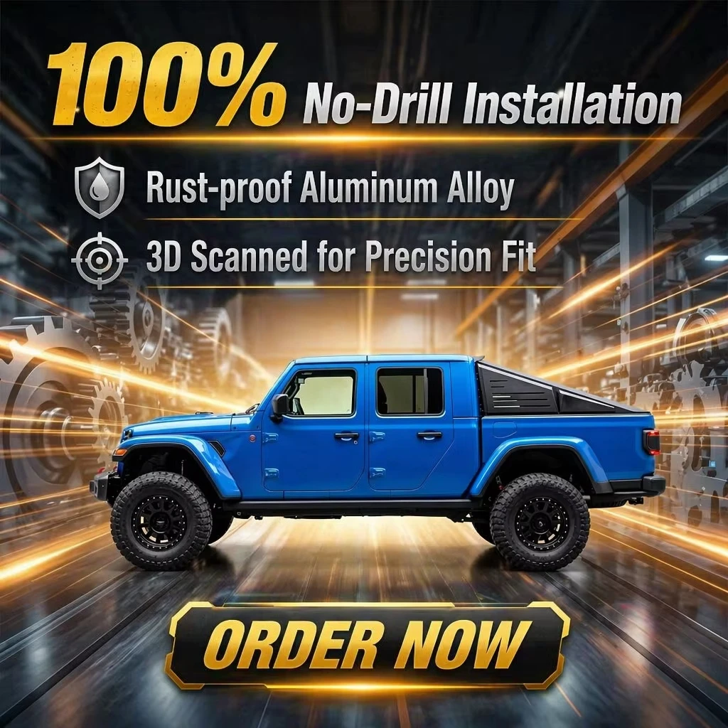 Aluminum Slanted Roll-up Truck Canopy Topper Waterproof for Gladiator JT 2020-2025