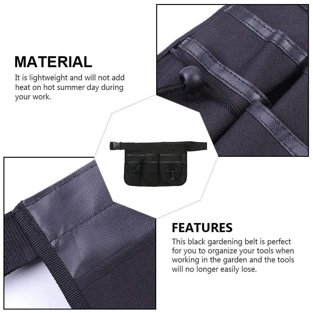 Sac de ceinture pour outils de jardinage, noir, robuste, réglable, taille de jardin, pochette suspendue, tablier à outils, sac de ceinture pour outils de jardinage