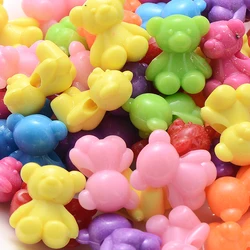 30pcs/Lot Mix Color Cute Bear Shape Acrylic Beads 18x15.5mm Loose Spacer Beads For Jewelry Making Accessories DIY Ornament