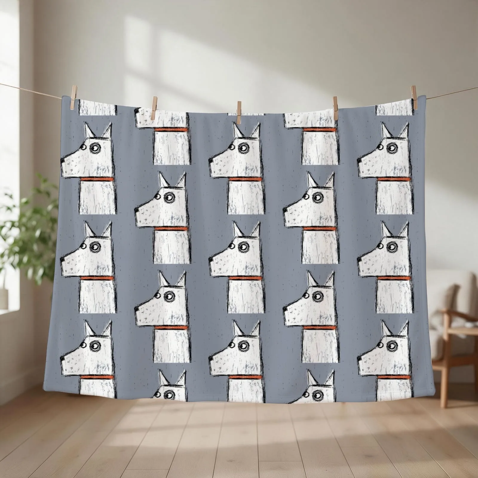 Arthur White Dog Throw Blanket couch cozy soft plush fuzzy picnic outdoor blanket