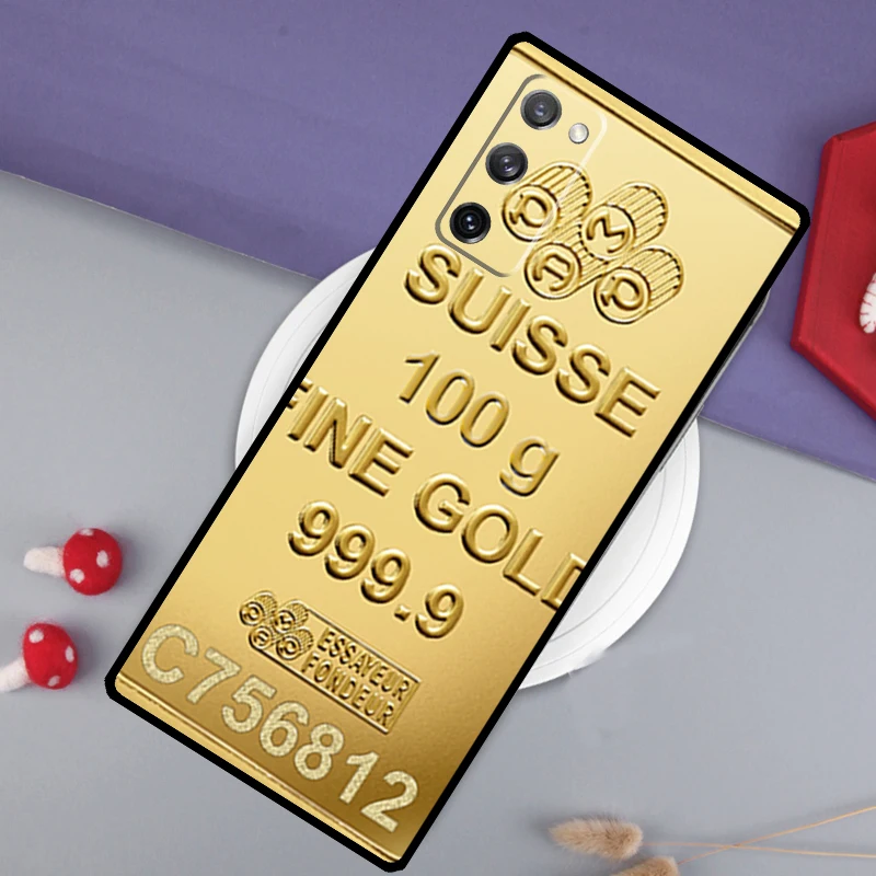 Switzerland Fine Gold Case For Samsung Galaxy S23 S21 Ultra S22 Ultra Note 20 S8 S9 S10 Plus S10e S20 FE Phone Shell