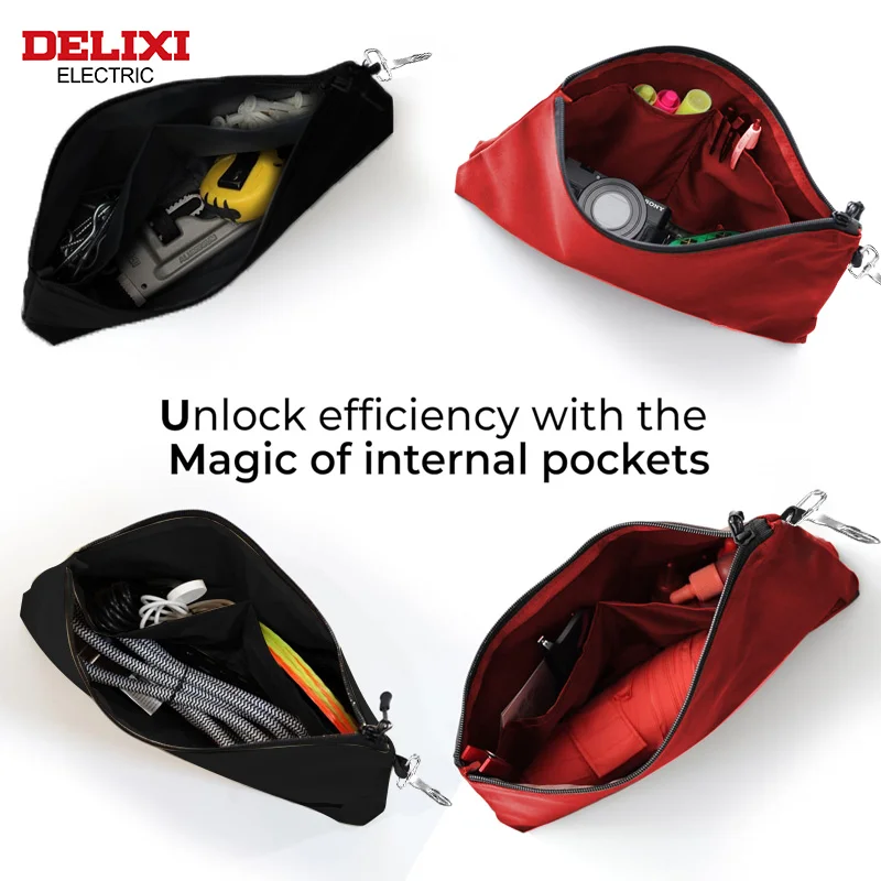 Bolsa de ferramentas elétrica DELIXI com zíper, bolsa de armazenamento pequena de 13,39 polegadas * 7,09 polegadas, bolsa de acabamento de armazenamento multiuso prática, bolsa de trabalho