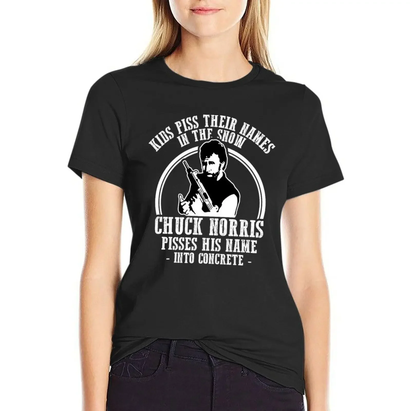 

Chuck Norris Pisses His Name T-Shirt blanks Aesthetic clothing Blouse plus size tops t-shirt dress for Women long