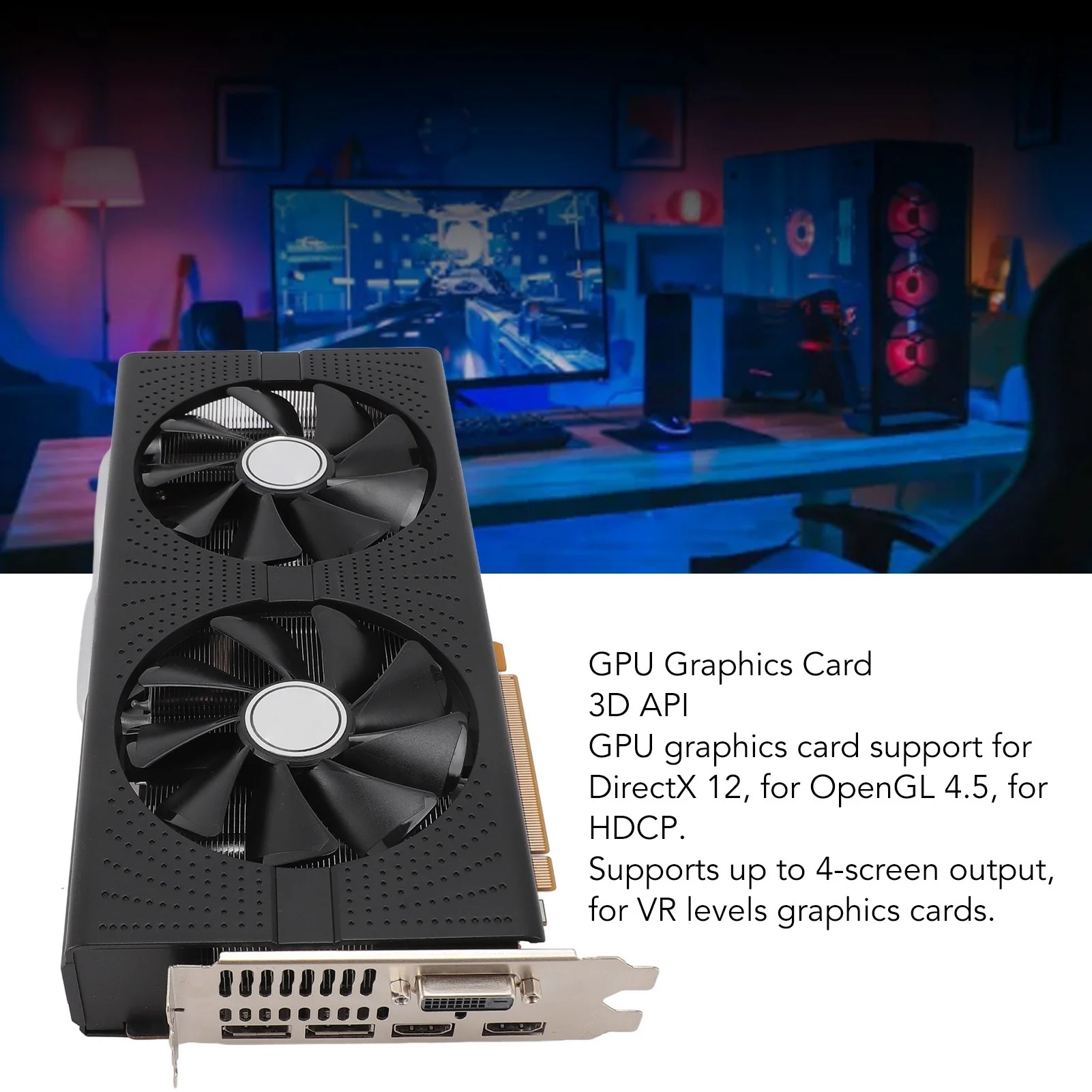 بطاقة رسومات الألعاب تبديد الحرارة السريع RX590 8GB GDDR5 256bit 8pin موصل الطاقة بطاقة الرسومات مع مروحة مزدوجة للكمبيوتر المكتبي