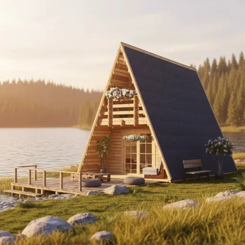 Triangle A Frame House Portable Prefab Tiny Cabin Modular Wooden Villa Luxury Outdoor Living Space
