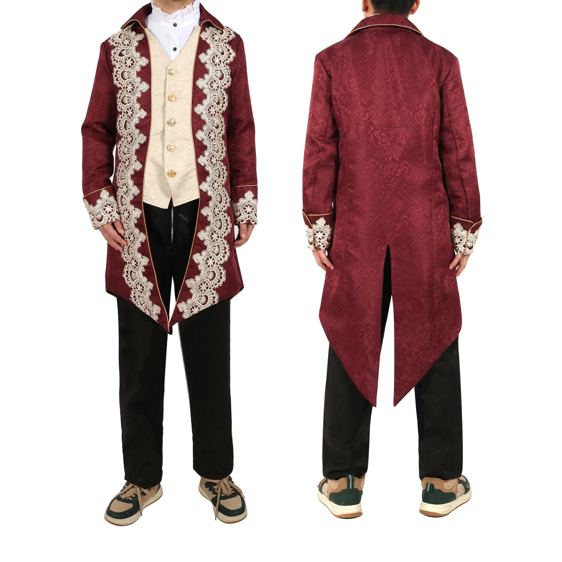Halloween European American Spring and Autumn Medieval Retro Clothing Medium Length Punk Tailcoat for Men