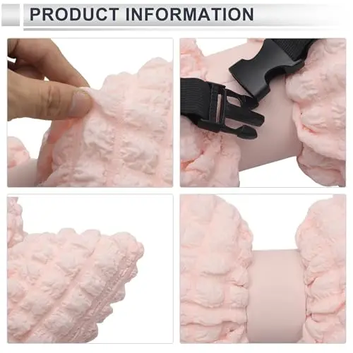 

Pink Adjustable Car Seat Neck Pillow With Memory Foam And Polyester Cover, Ergonomic Headrest Support For Travel And Driving