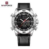 New NAVIFORCE 30M Waterproof Male Quartz Wristwatches Men's Watches Fashion Genuine Leather Band Luminous Day Date Display Clock