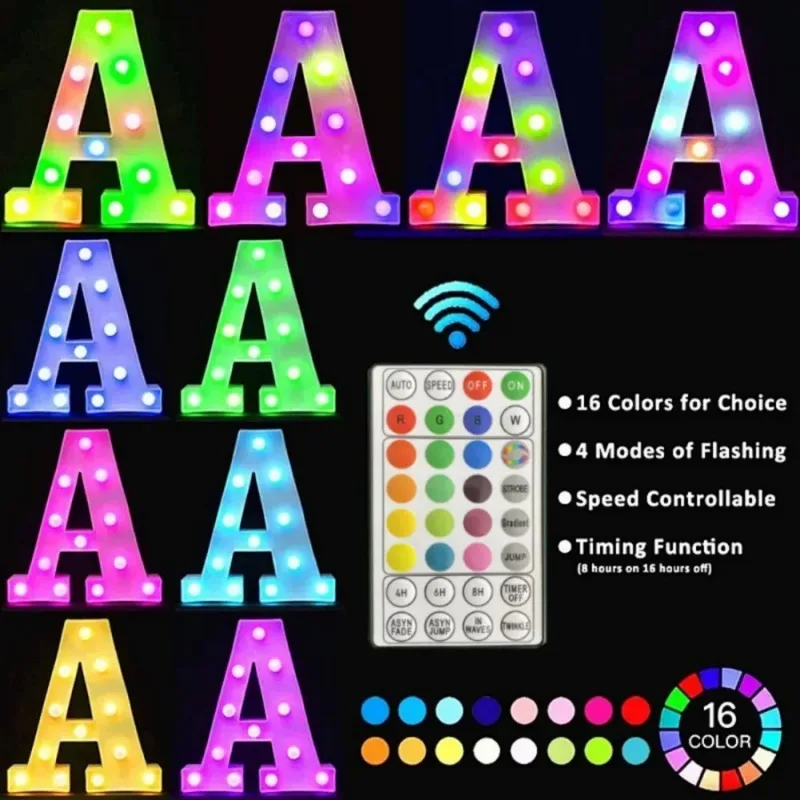 22CM Alphabet Letter LED Lights Change Color Lights Decor Luminous Letter Lamp Home Wedding Birthday Christmas Party Decoration