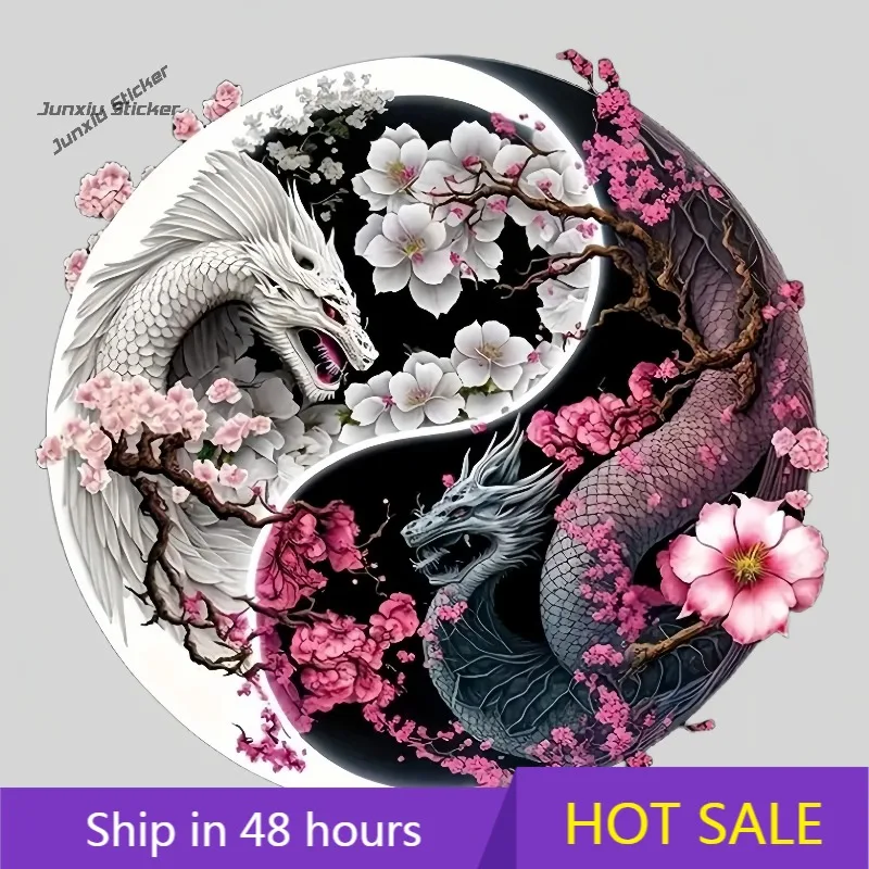 

Yin Yang Dragon Waterproof Vinyl Decal - Durable PVC Sticker for Car, Motorcycle, Laptop | Scratch-Resistant Adhesiv