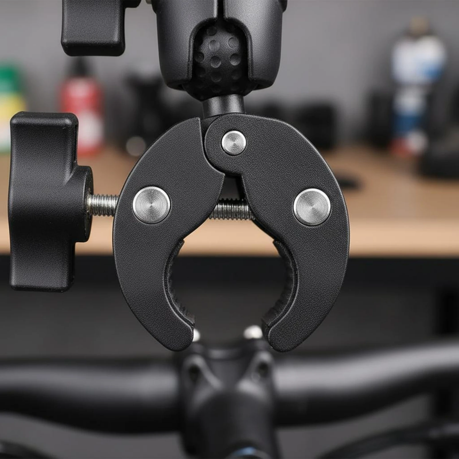 Motorcycle Camera Mount Anti-Slip Grip Motorcycle Camera Holder Double Headed Super Clamp Wide Compatibility for Motorcyclists