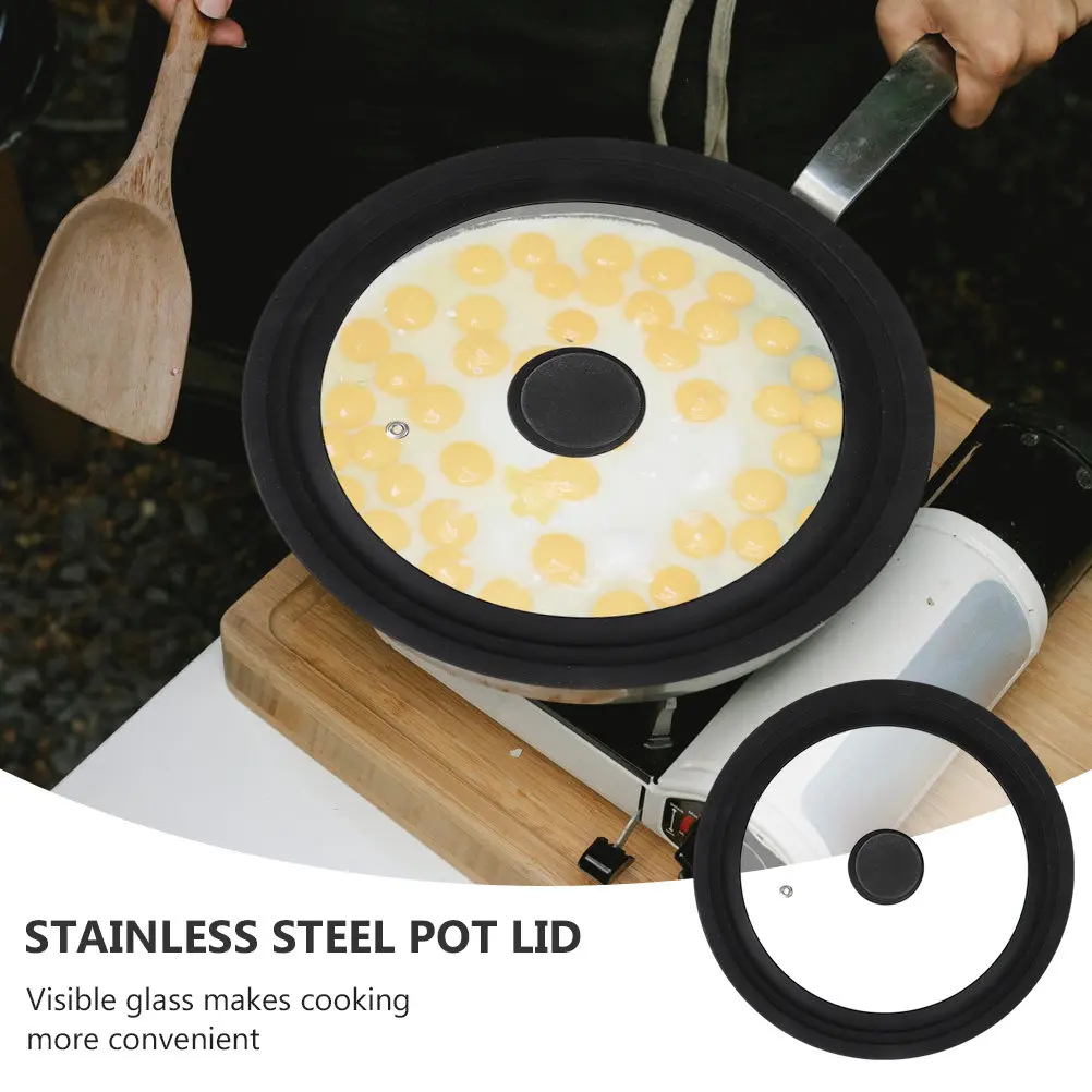 1Pcs Silicone Rimmed Tempered Glass Pot Lid for Frying Pan and Stew Pot Visible Cooking Anti Oil Splashing Universal Kitchen