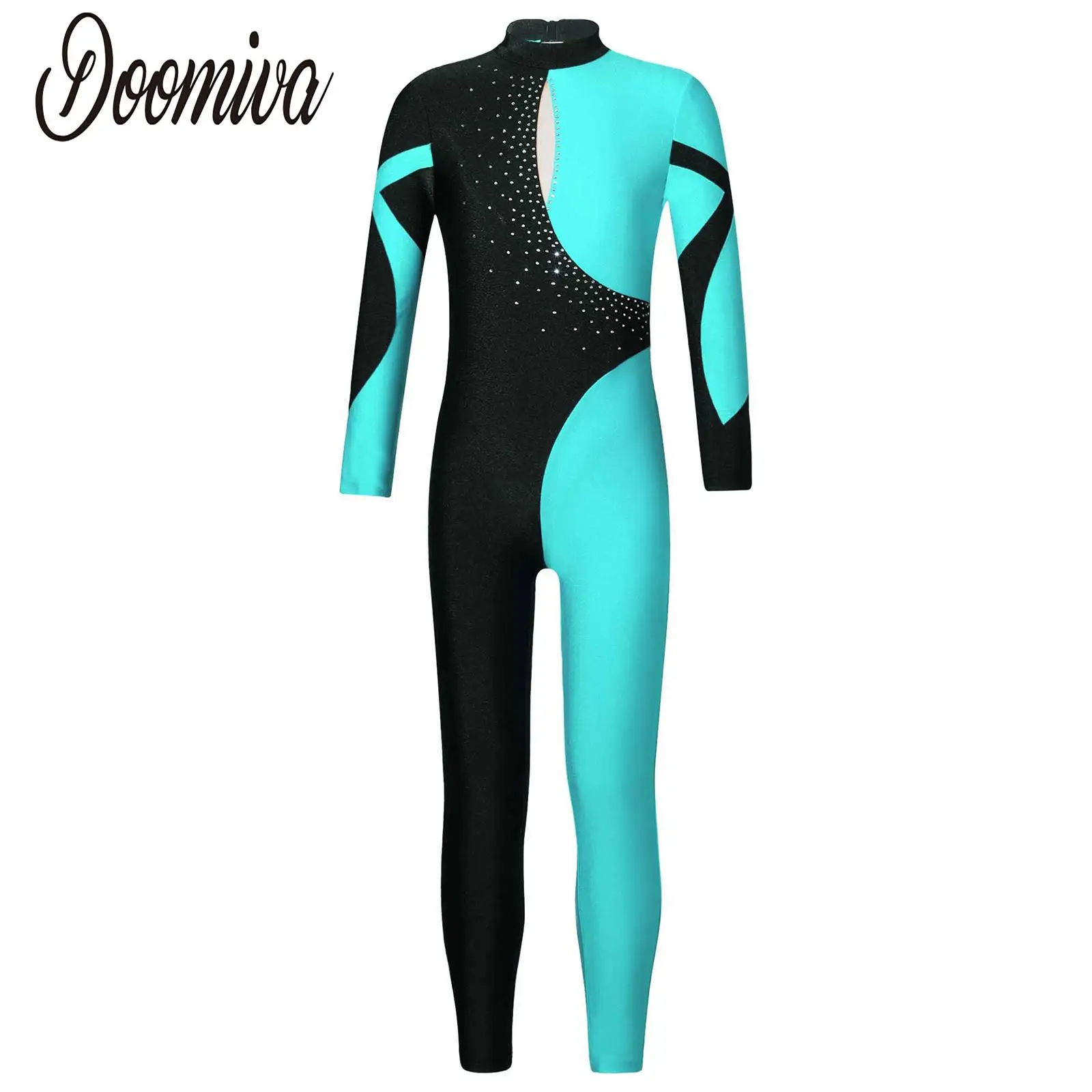 

Girls One-piece Leotards Gymnastics Skating Dance Jumpsuits Long Sleeve Unitards Full Length Ballet Dance Leotard Romper Costume