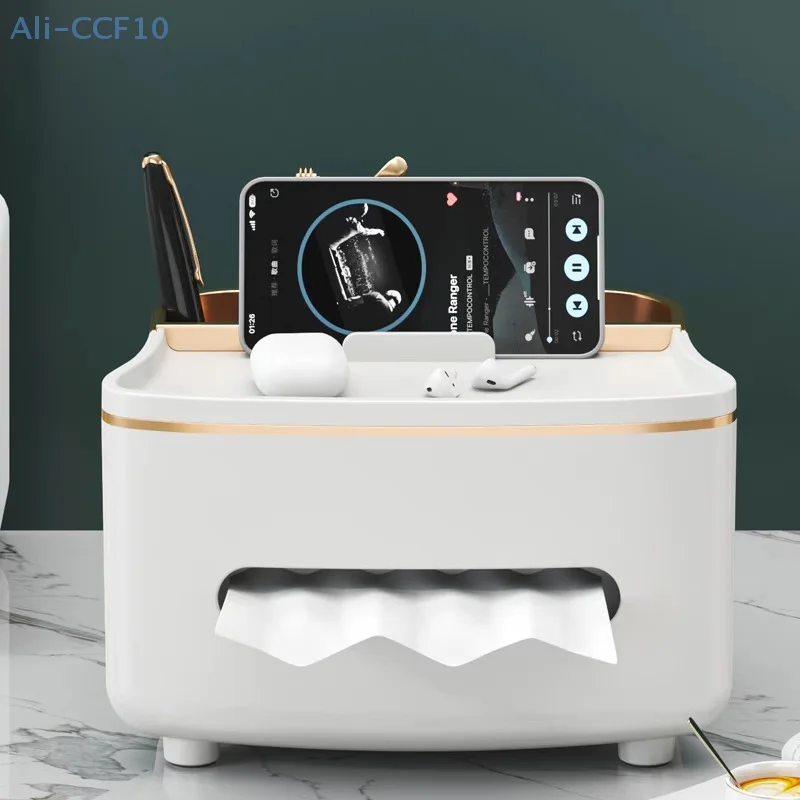 Tissue Box Holder With Spring Desktop Wall-mounted Tissue Box Cover Paper Towel Dispenser Paper Extraction Dispenser For Car