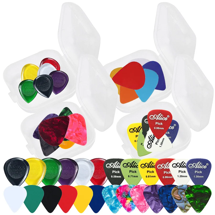 6pcs Musical Instrument Picks with Mini Storage Box 4 Styles Colorful Round Picks for Guitar Bass Essential Guitar DDJ