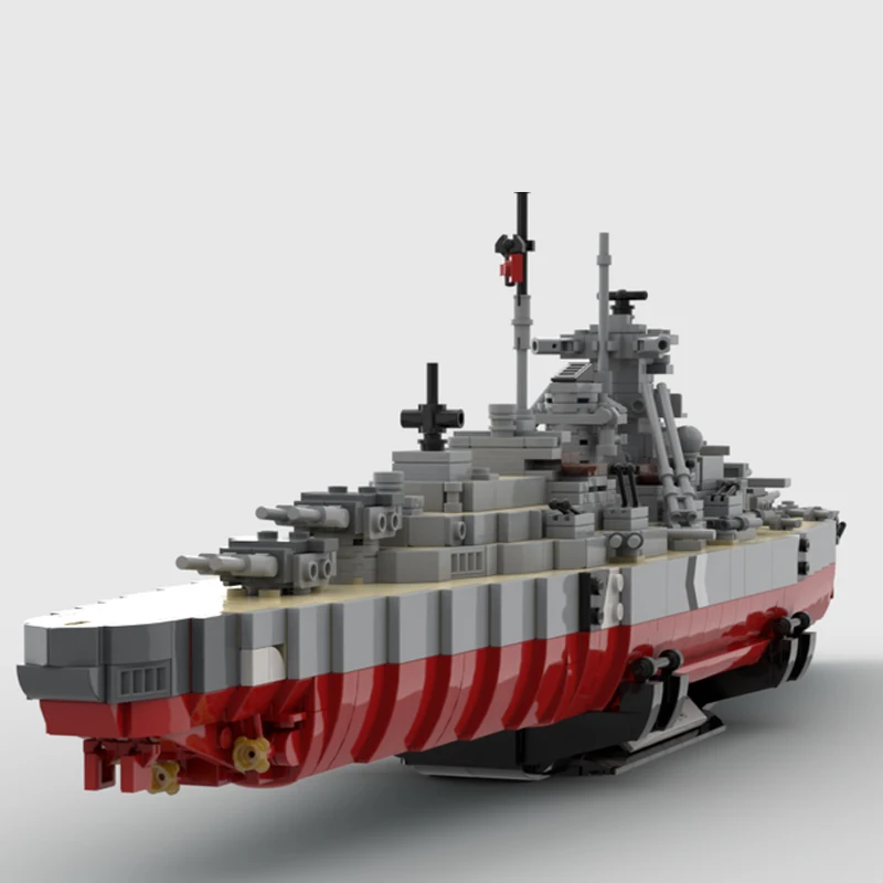 MOC Military Series KMS Bismarck Cruiser Battleship Model DIY Assembling Bricks Building Blocks Puzzle Boys Toys Kids Xmas Gifts