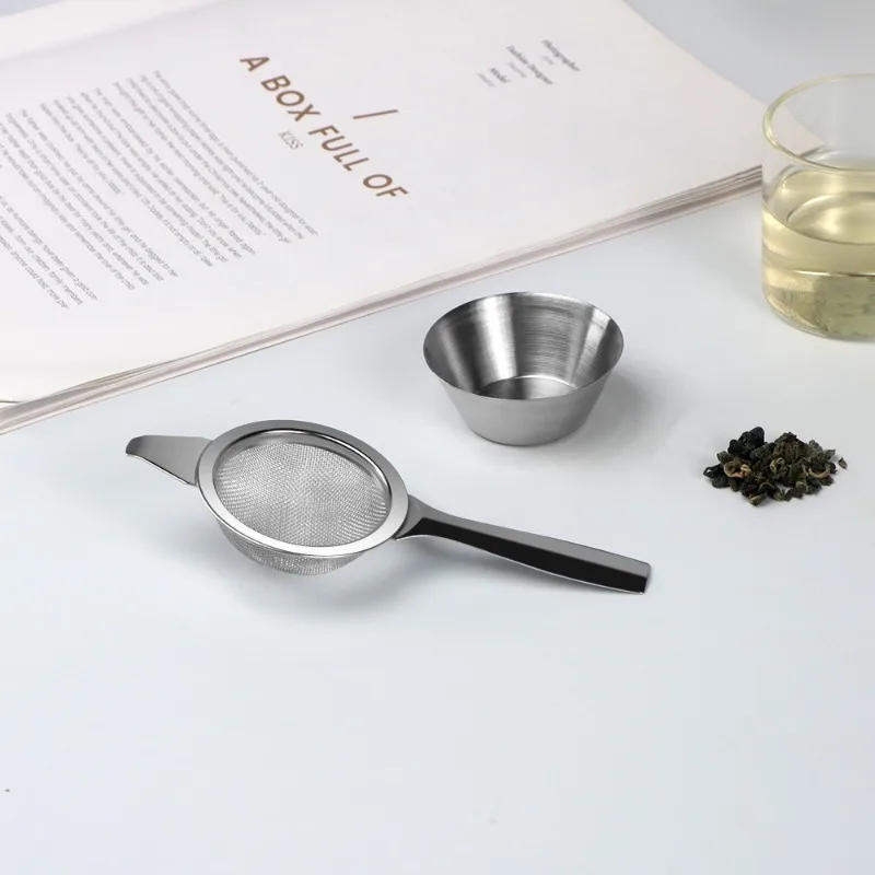Colador de té de malla fina de acero inoxidable con mango, tamiz de cocina multiusos para tamizar ingredientes secos y filtrar el té
