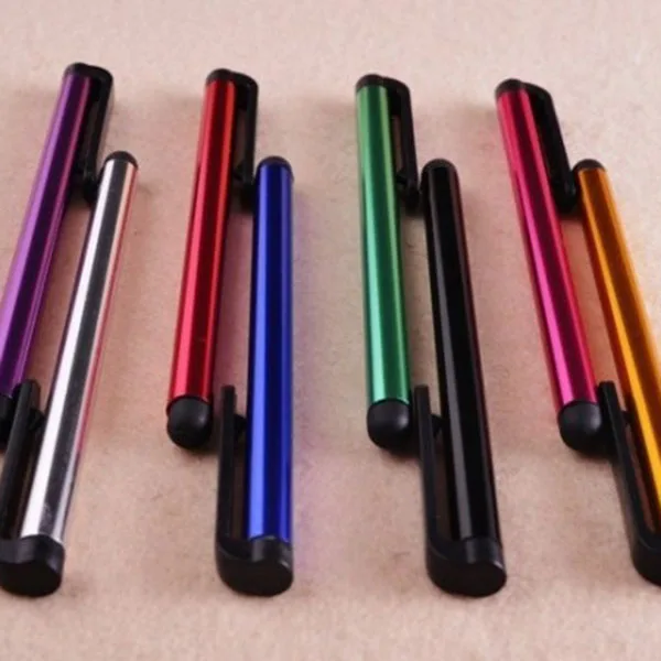 1000pcs/lot Mini Metal Pens Capacitive Screen Stylus Touch Pen with Clip for iPhone For IPad Mini 2 3 4 Samsung Galaxy Phone