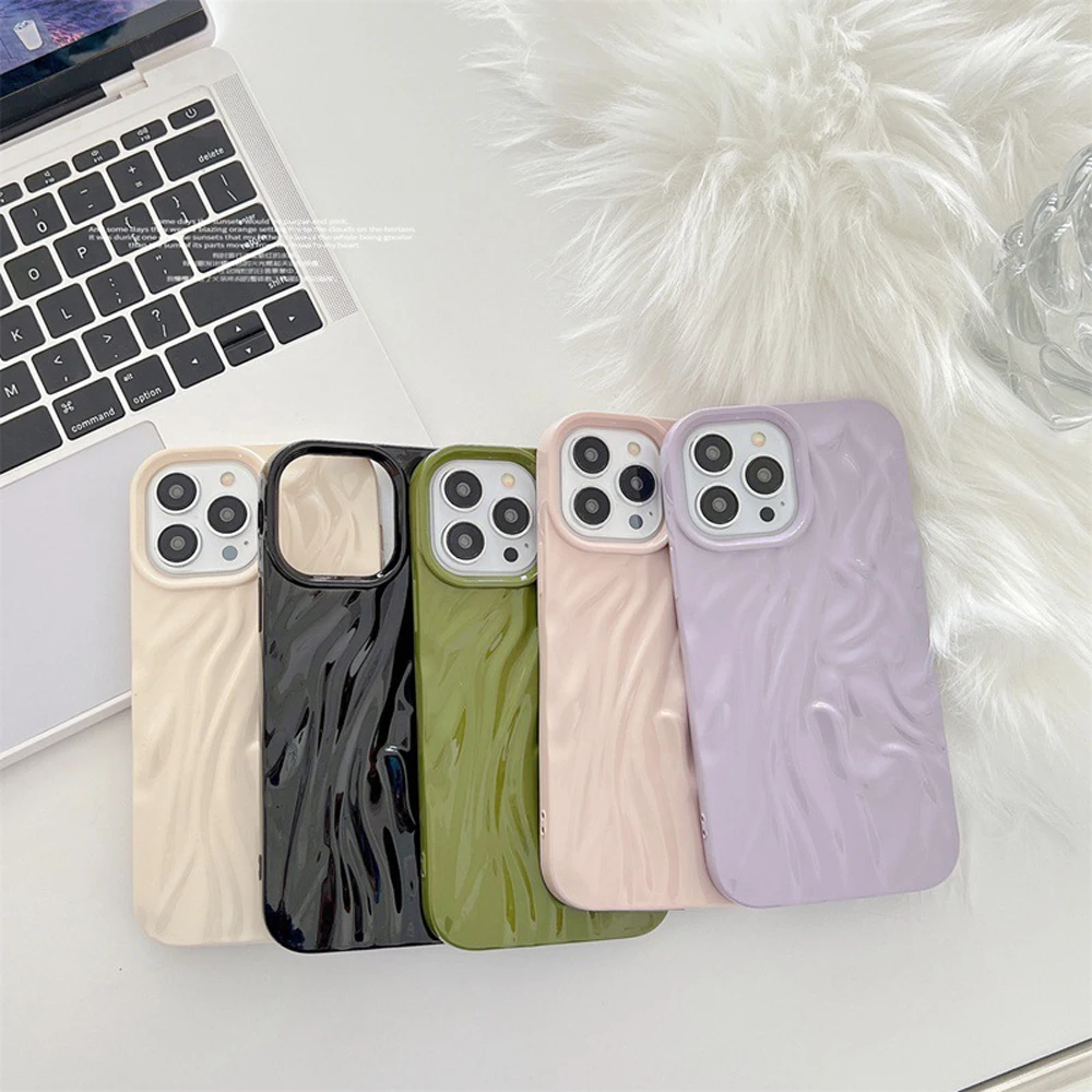 Luxury Wrinkles Phone Case For iPhone 11 12 13 14 Pro Max TPU Glitter For Iphone 14 Shockproof Soft Smooth Silicone Back Cover