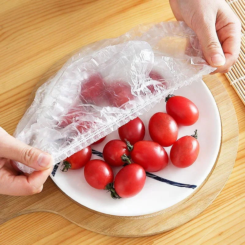 600/50PCS Disposable Food Cover Saran Wrap Bowel Covers Food Grade Fruit Fresh-keeping Plastic Storage Bags Kitchen Accessories