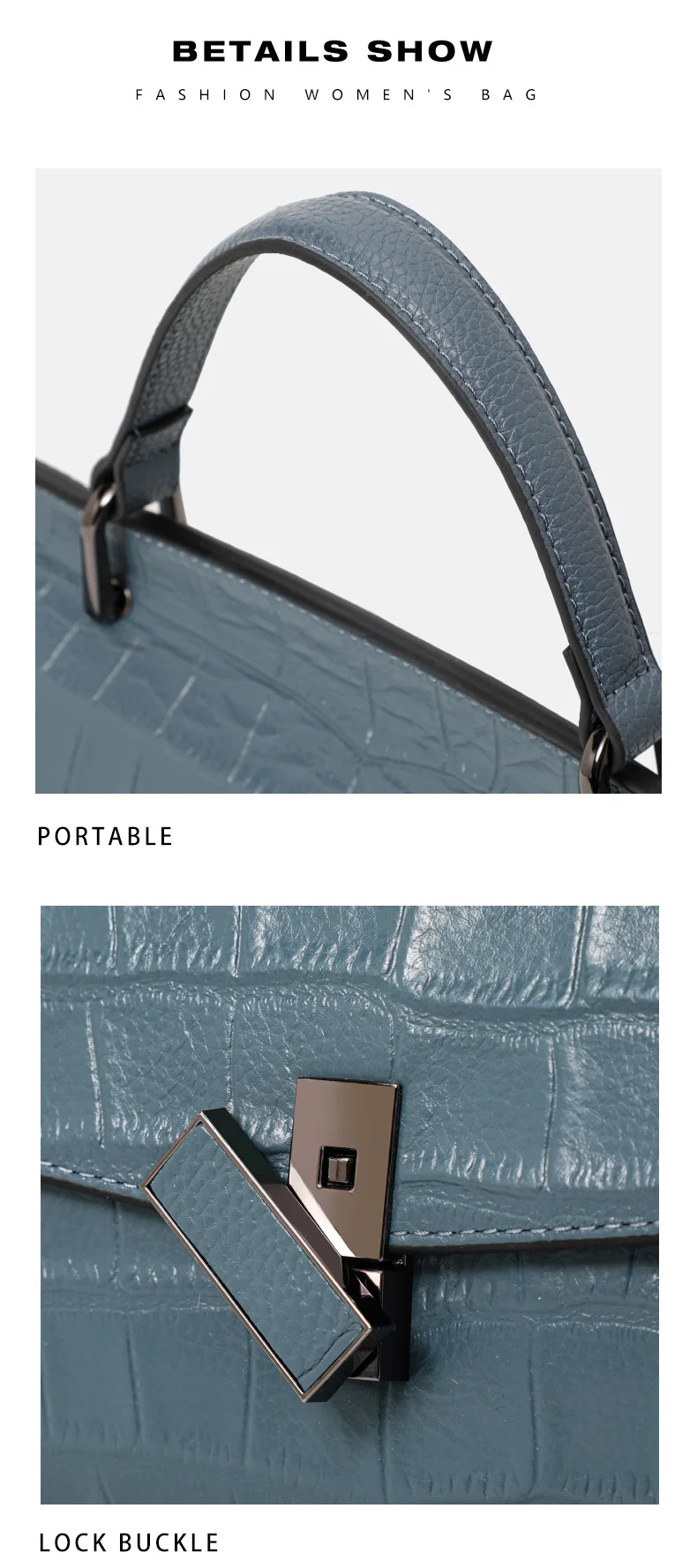 Aidrani Damenhandtasche aus echtem Rindsleder mit Krokodilmuster, Klappdeckel, große Kapazität, stilvolle Umhängetasche. – Detail 11