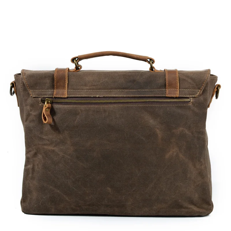 New waterproof oil-based wax canvas leather briefcase for men European style classic business single-shoulder crossbody handbag