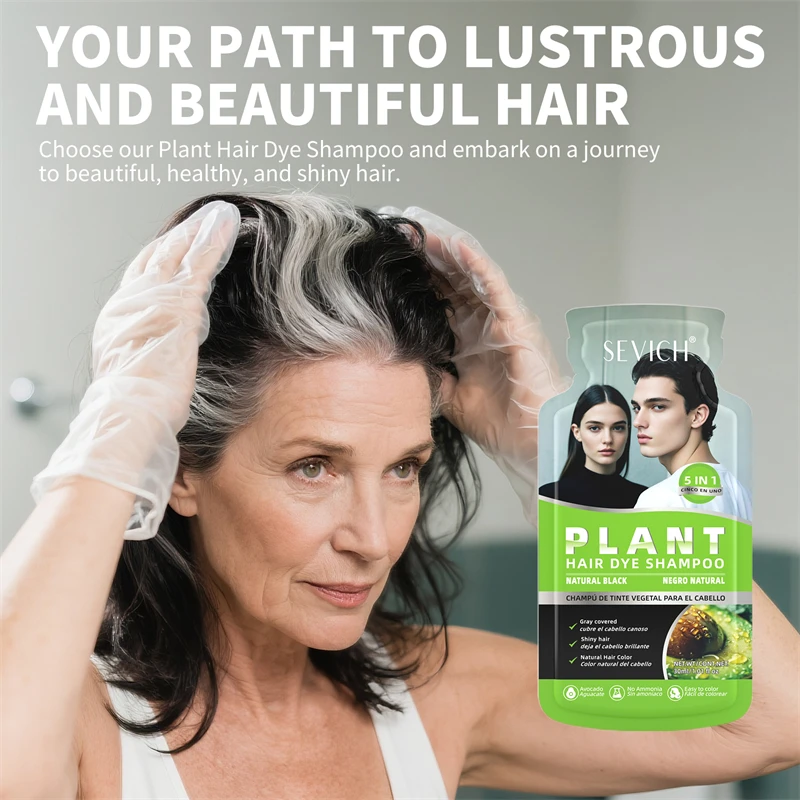 Black Hair Dye Shampoo for Women&Men 3 Minutes Darkening Hairs Instant Gray To Black Hair Color Shampoo Professional Dye 30ml