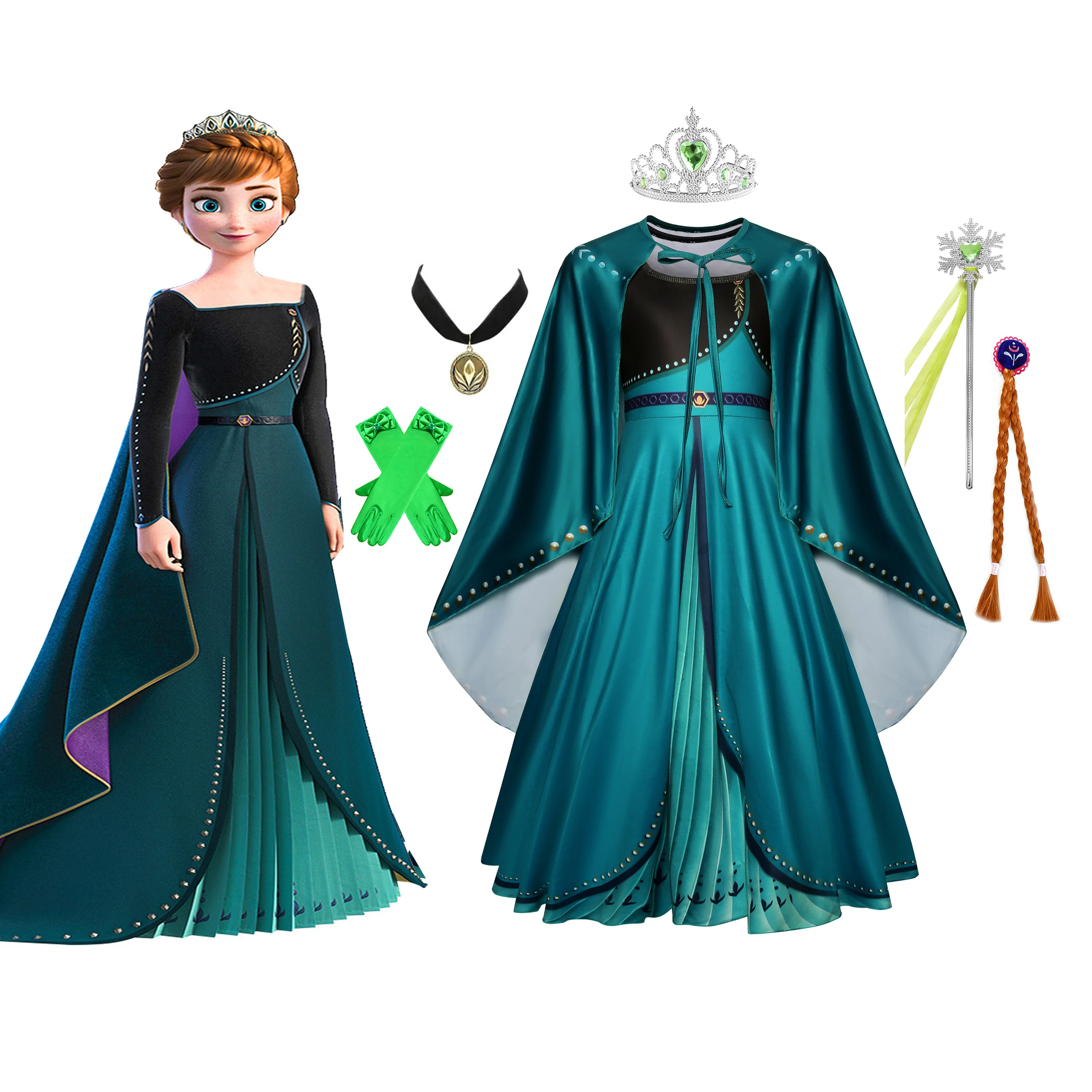 

HXCMall Little Girls Movie Princess Frozen 2 Anna Birthday Party Cosplay Halloween Fancy Dress Christmas Gift